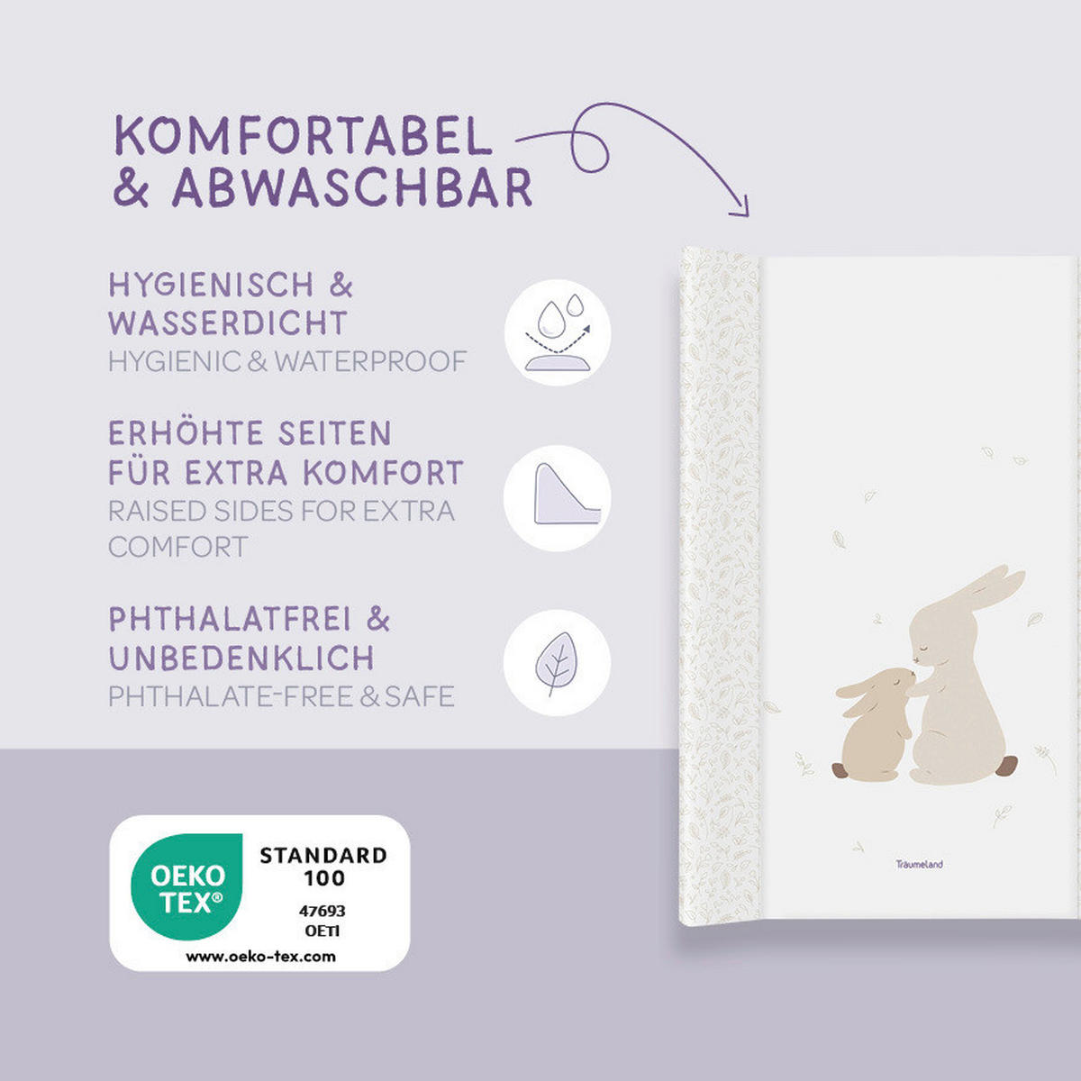 WICKELAUFLAGE Hophop Bunny  - Multicolor, Basics, Kunststoff (50/70/5cm) - Träumeland