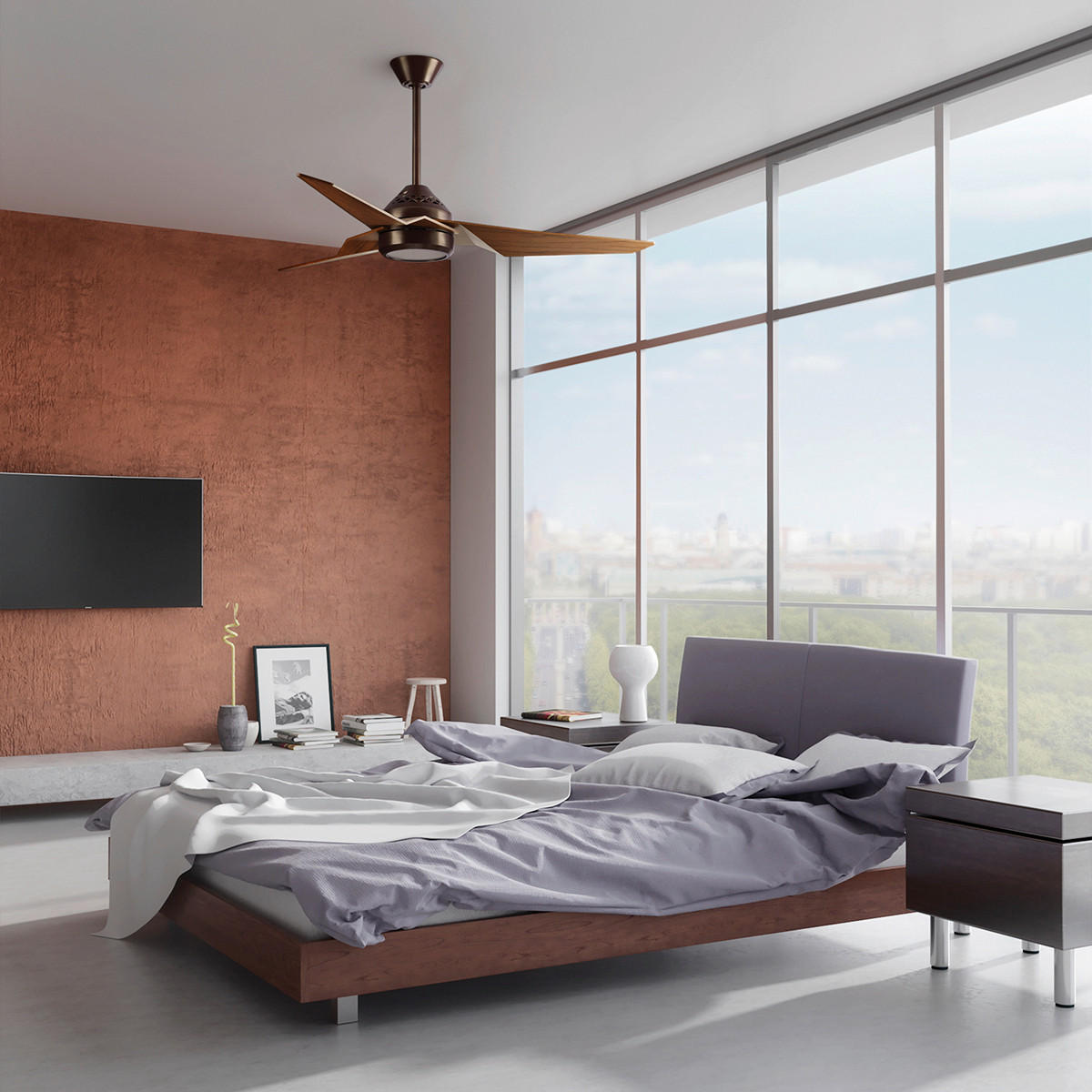 STROPNI VENTILATOR  Elstead Jade /1670 lm/3000 K// - barva oreha/barve brona, Konvencionalno, kovina/umetna masa (152/35cm) - Elstead Lighting