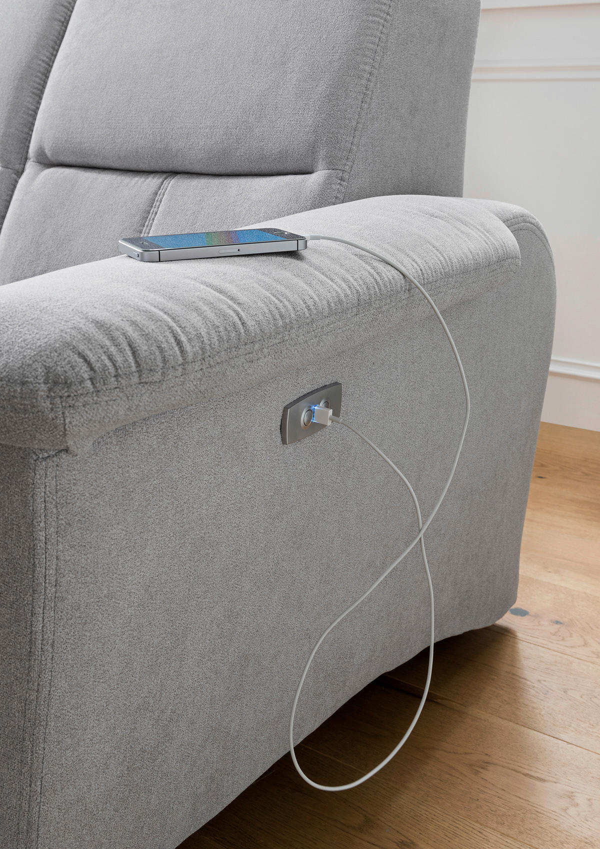 ECKSOFA Anthrazit Mikrofaser  - Chromfarben/Anthrazit, KONVENTIONELL, Textil/Metall (231/45/55cm) - Livetastic