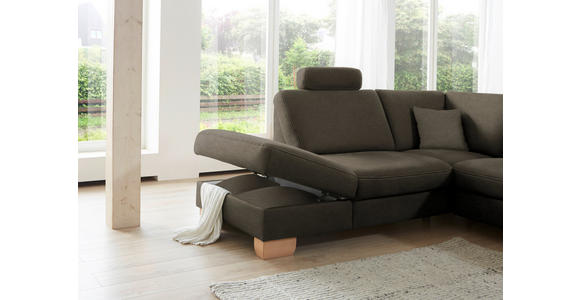 ECKSOFA in Mikrofaser Fango  236/286 cm  - Wildeiche/Fango, KONVENTIONELL, Holz/Textil (236/286cm) - Voleo