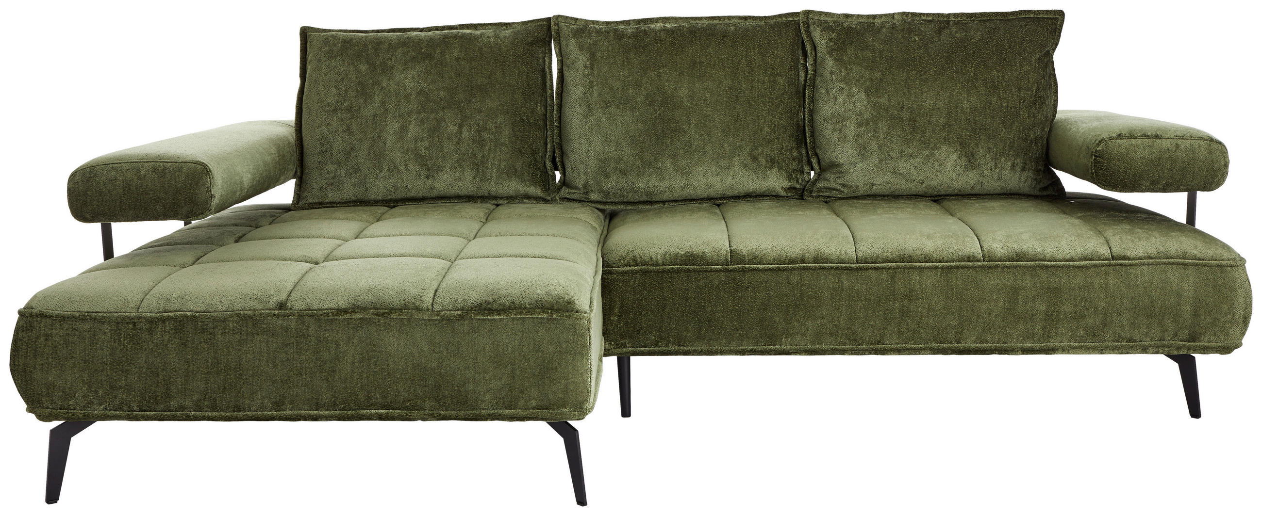 ECKSOFA in Webstoff Olivgrün - Schwarz/Olivgrün, Design, Textil/Metall (180/266cm) - Welnova