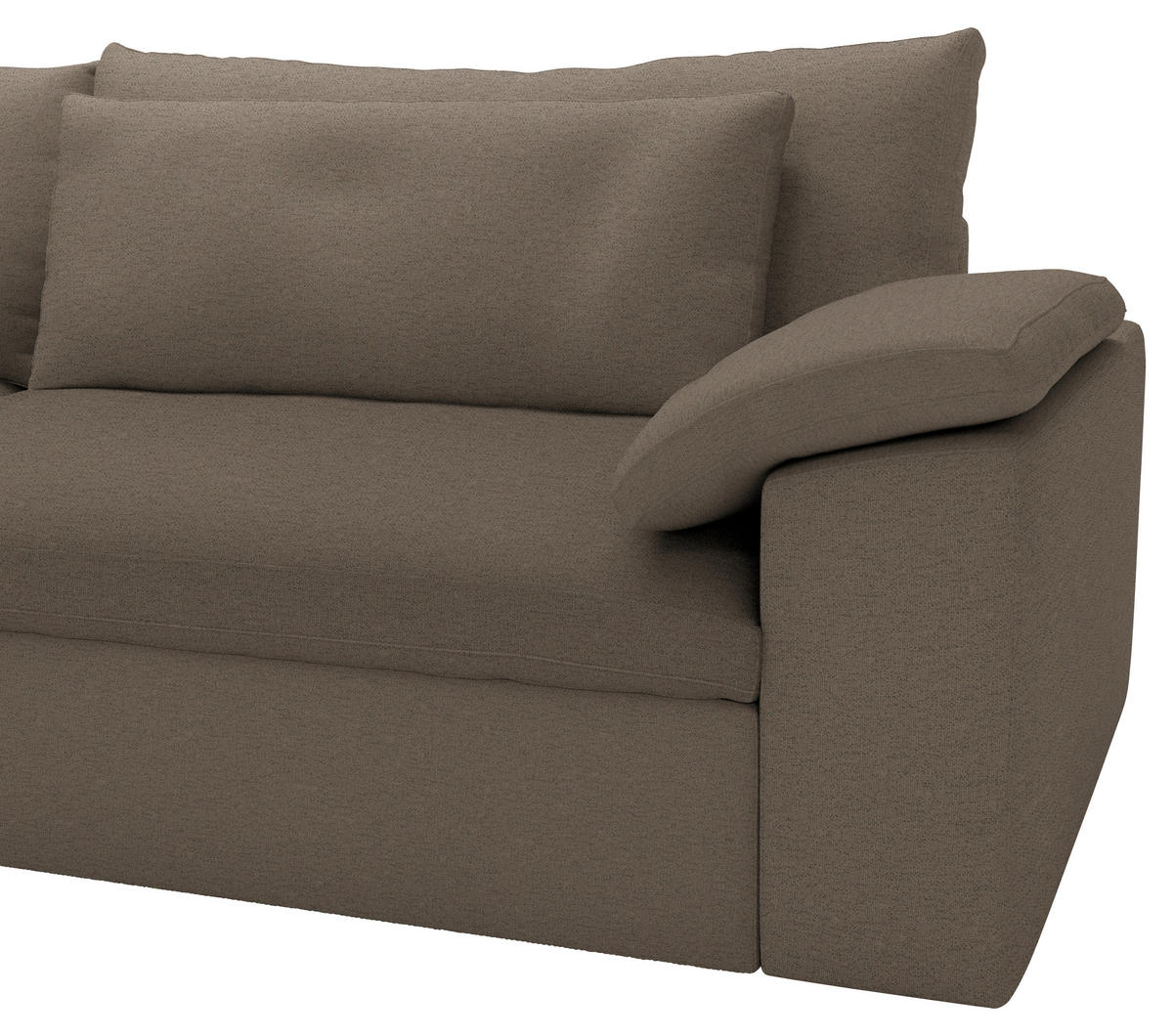 ECKSOFA Flachgewebe Graubraun  - Graubraun/Schwarz, Modern, Kunststoff/Textil (198/306cm) - Carryhome