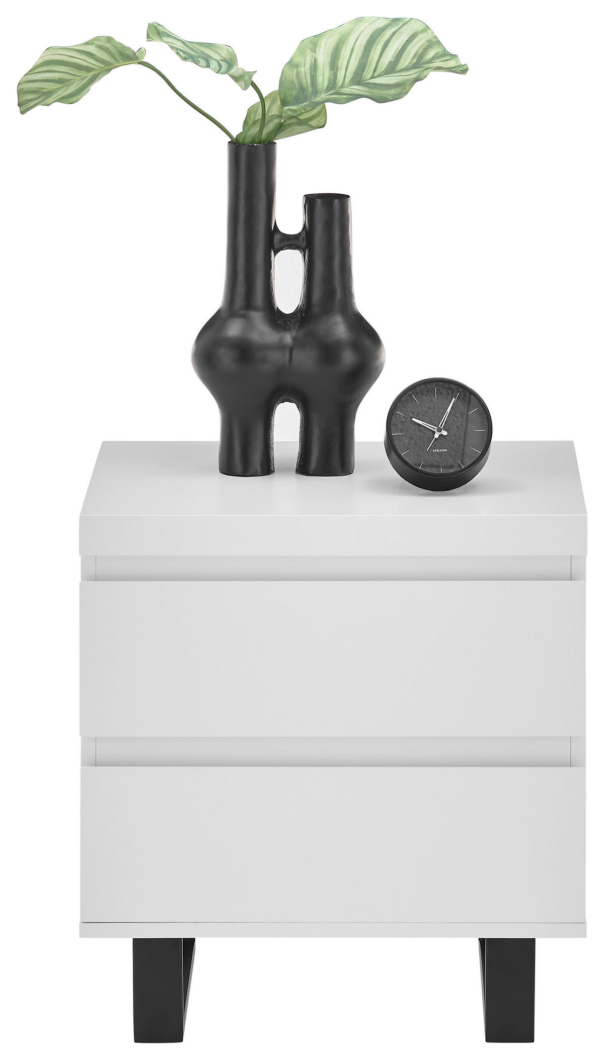 NACHTTISCH 51/54/40 cm  in Schwarz, Weiss  - Weiss/Schwarz, Basics, Holzwerkstoff/Metall (51/54/40cm)