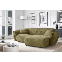 ECKSOFA Nelia Grün Chenille  - Schwarz/Grün, Design, Kunststoff/Textil (252/155cm) - P & B
