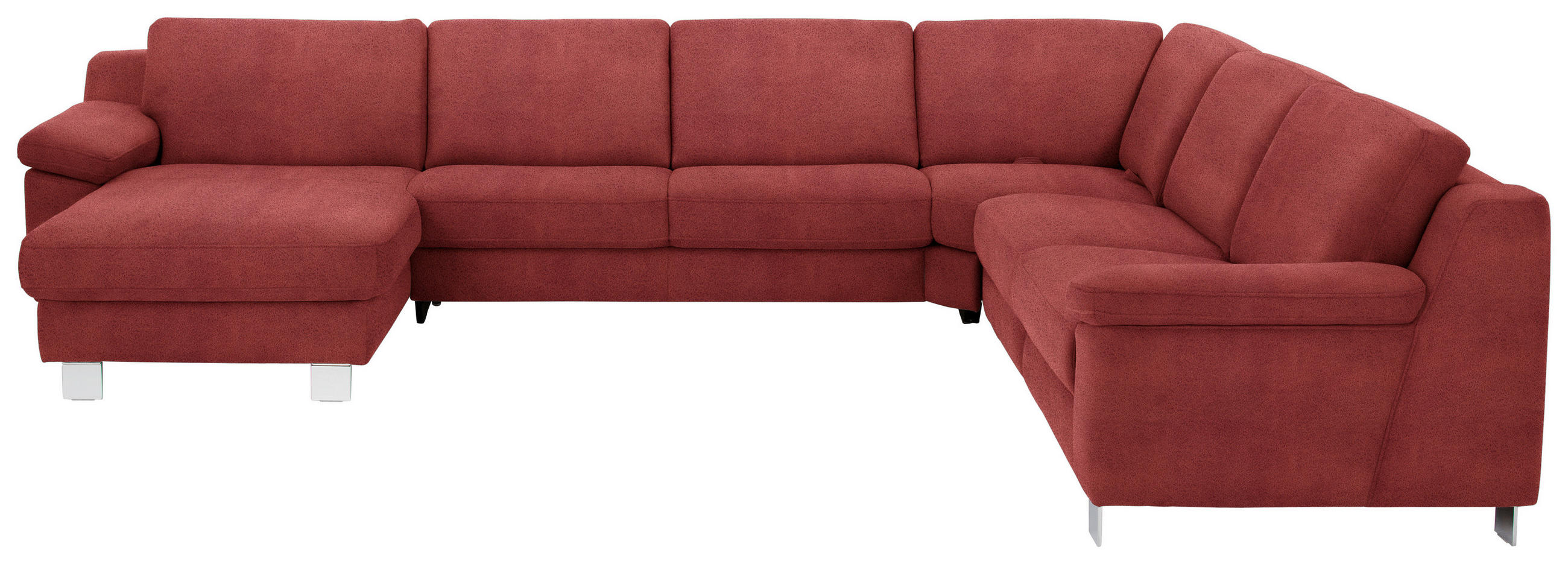 WOHNLANDSCHAFT in Mikrofaser Rot  - Chromfarben/Rot, Design, Textil/Metall (166/364/278cm) - Valdera