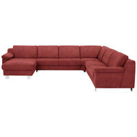 WOHNLANDSCHAFT in Mikrofaser Rot  - Chromfarben/Rot, Design, Textil/Metall (166/364/278cm) - Valdera