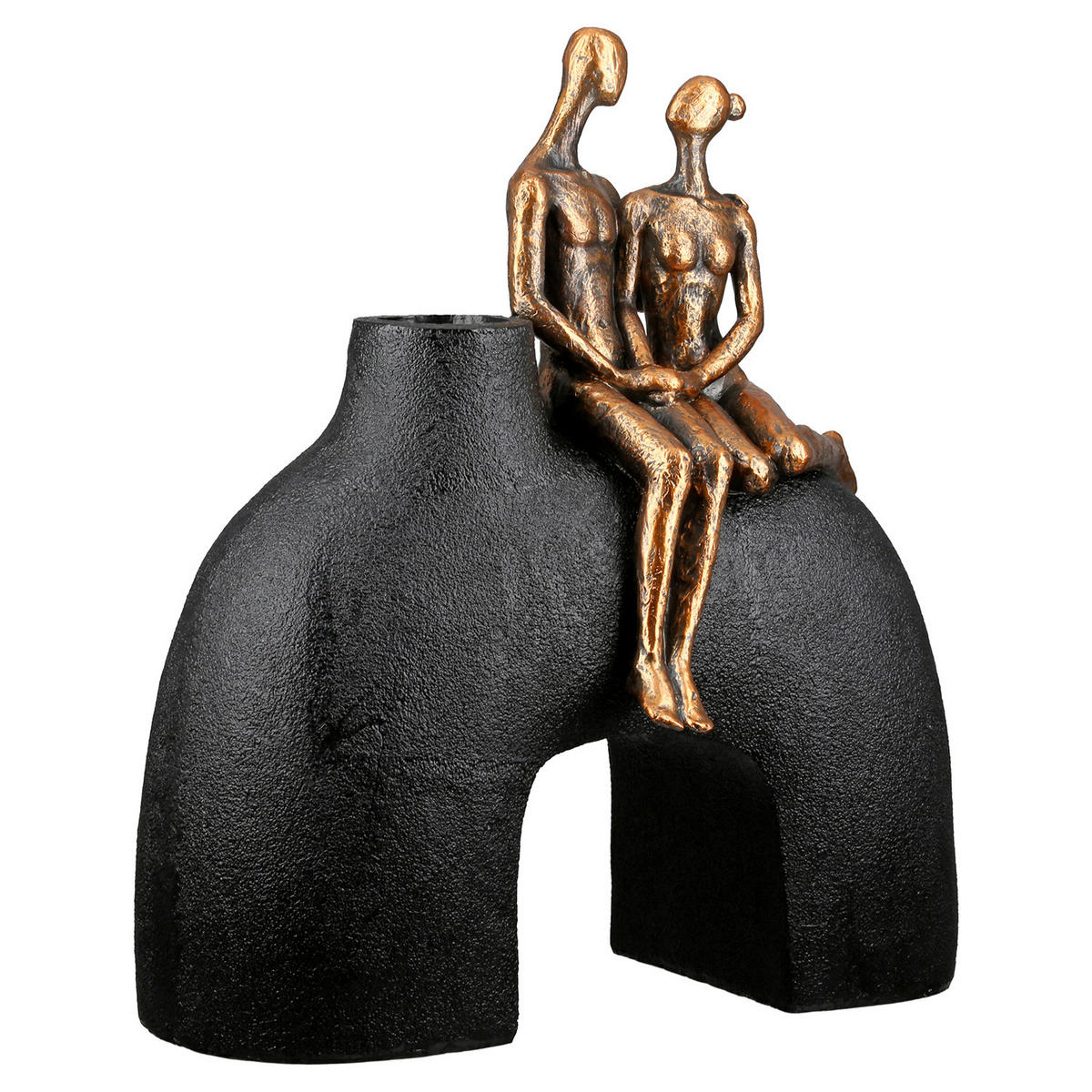 DEKOVASE  - Schwarz/Bronzefarben, LIFESTYLE, Kunststoff (23/25,5/12cm)