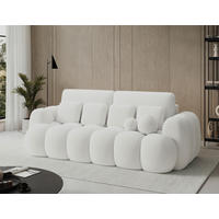 SCHLAFSOFA COTONN in Velours Weiß Modern, Japandi, Minimalistisch  - Schwarz/Weiß, Design, Kunststoff/Textil (256/105/119cm) - MID.YOU