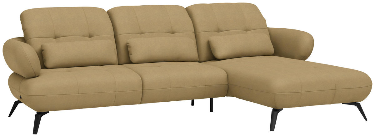 ECKSOFA Flachgewebe Honig  - Schwarz/Honig, Design, Textil/Metall (282/189cm) - Novel