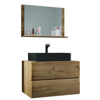BADEZIMMER 3-teilig  in 81 cm  - Honigeiche/Schwarz, MODERN, Glas/Keramik (81cm) - MID.YOU