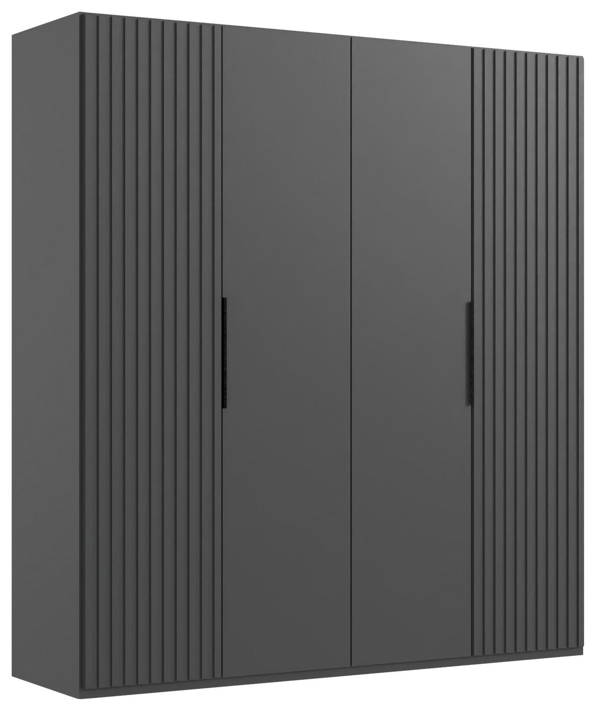 DREHTÜRENSCHRANK in Graphitfarben  - Schwarz/Graphitfarben, Modern, Holzwerkstoff/Metall (200/216/58cm) - MID.YOU