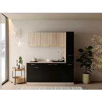 KUHINJSKI BLOK - črna/barve hrasta, Design, umetna masa/leseni material (180cm) - Respekta