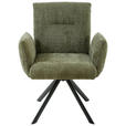 ARMLEHNSTUHL  Sitzfläche 360° drehbar, inklusive Armlehnen Webstoff  - Schwarz/Grün, Design, Textil/Metall (68/88/66cm) - Hom`in