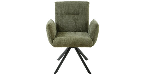ARMLEHNSTUHL  Sitzfläche 360° drehbar, inklusive Armlehnen Webstoff  - Schwarz/Grün, Design, Textil/Metall (68/88/66cm) - Hom`in