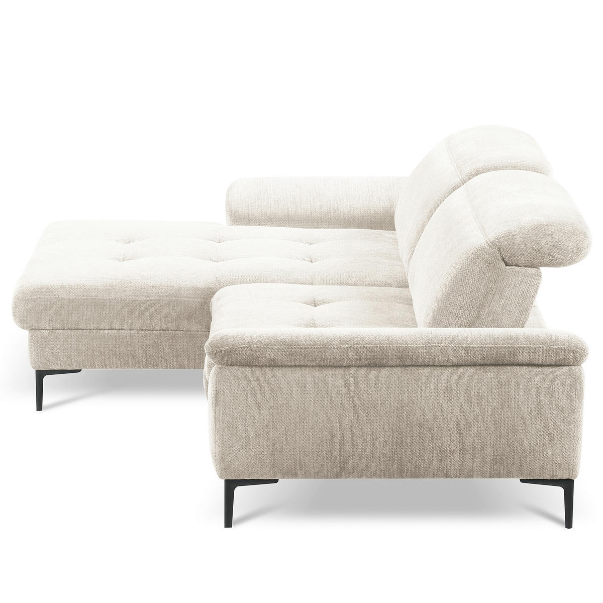 ECKSOFA  Webstoff Weiss  - Weiss/Schwarz, Design, Textil/Metall (195/268cm) - Livetastic