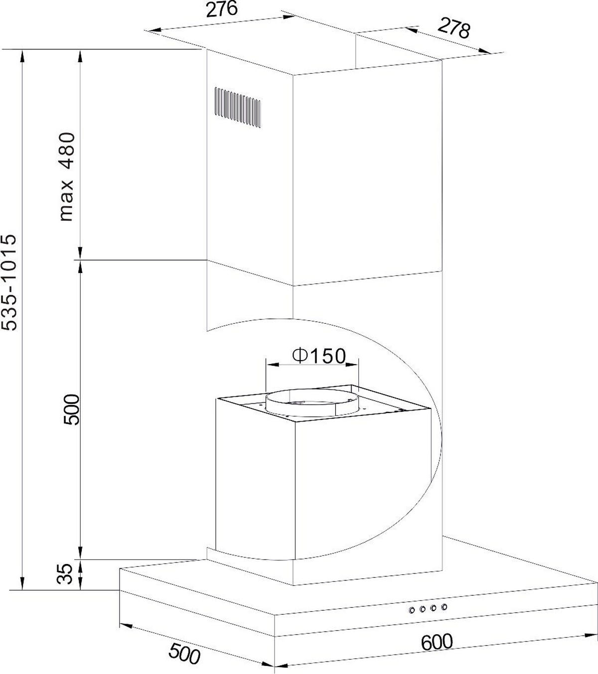 DIGESTOR - farba ušľachtilej ocele, Basics, kov (60/53,5-101,5/50cm) - Mican