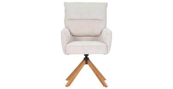 ARMLEHNSTUHL  Stoffauswahl, Sitzfläche 360° drehbar, automatische Rückholfunktion Cord  - Eichefarben/Beige, Design, Holz/Textil (60/95/62cm) - Novel