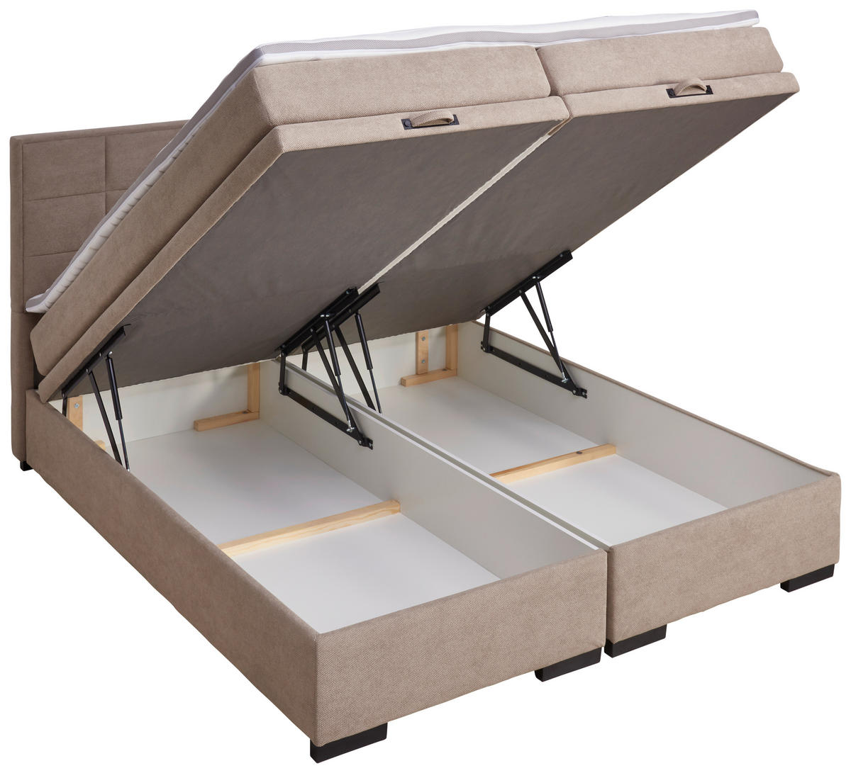 BOXSPRINGBETT 180/200 cm  in Taupe  - Taupe/Schwarz, KONVENTIONELL, Kunststoff/Textil (180/200cm) - home24