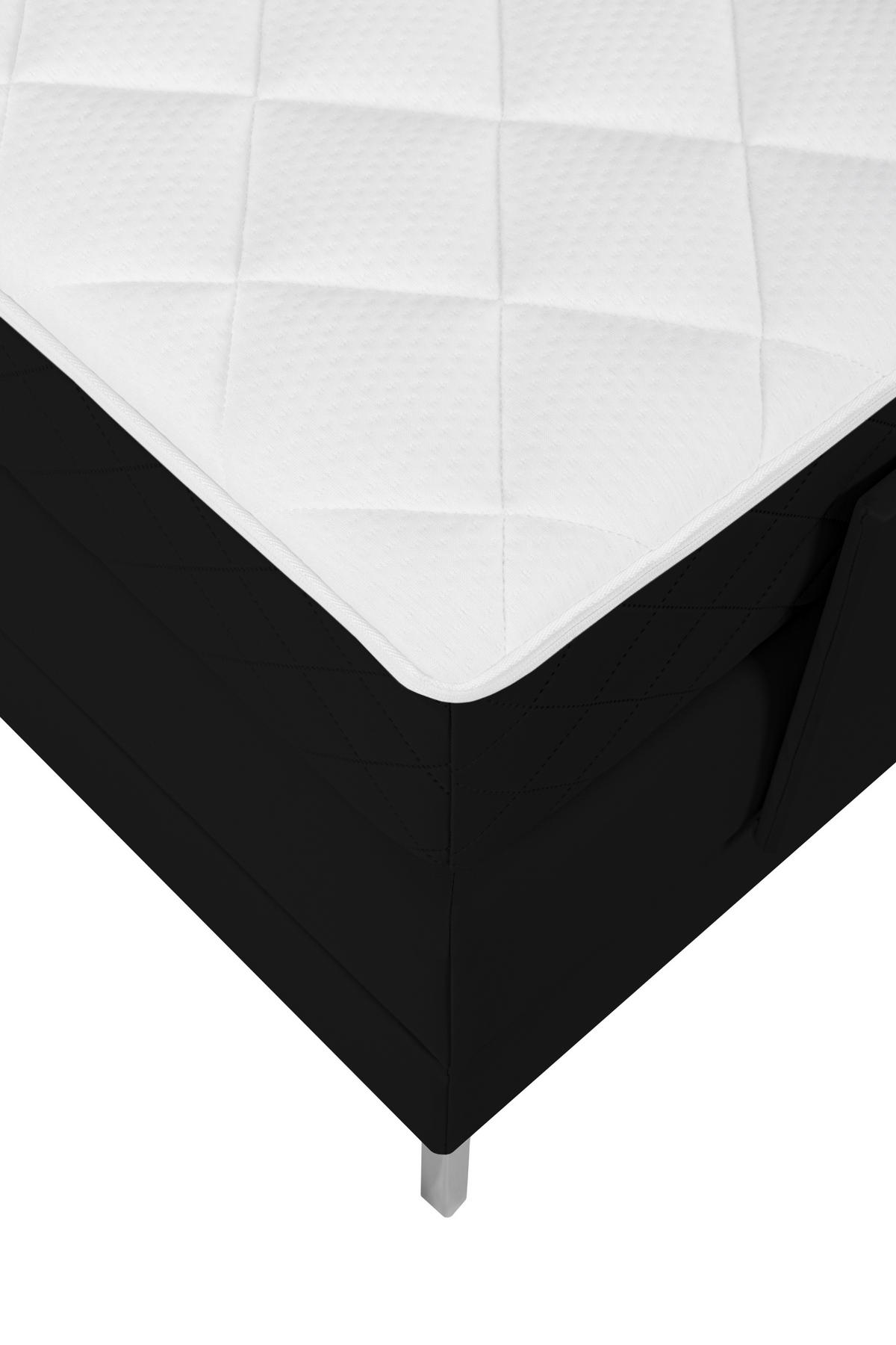 BOXSPRINGBETT 180/200 cm  in Schwarz  - Alufarben/Schwarz, Design, Textil/Metall (180/200cm) - Welnova