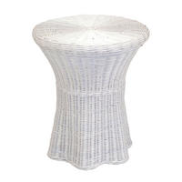 BEISTELLTISCH 44/44/51 cm Rattan massiv Weiß rund  - Weiß, Natur, Holz (44/44/51cm) - MID.YOU