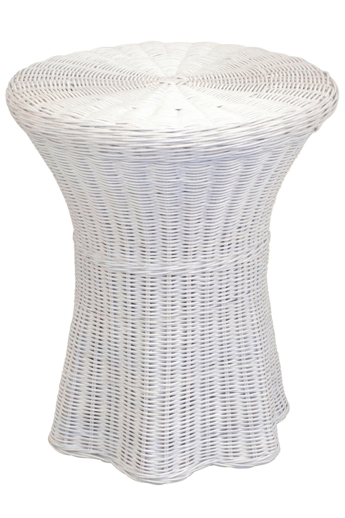 BEISTELLTISCH 44/44/51 cm Rattan massiv Weiß rund  - Weiß, Natur, Holz (44/44/51cm) - MID.YOU