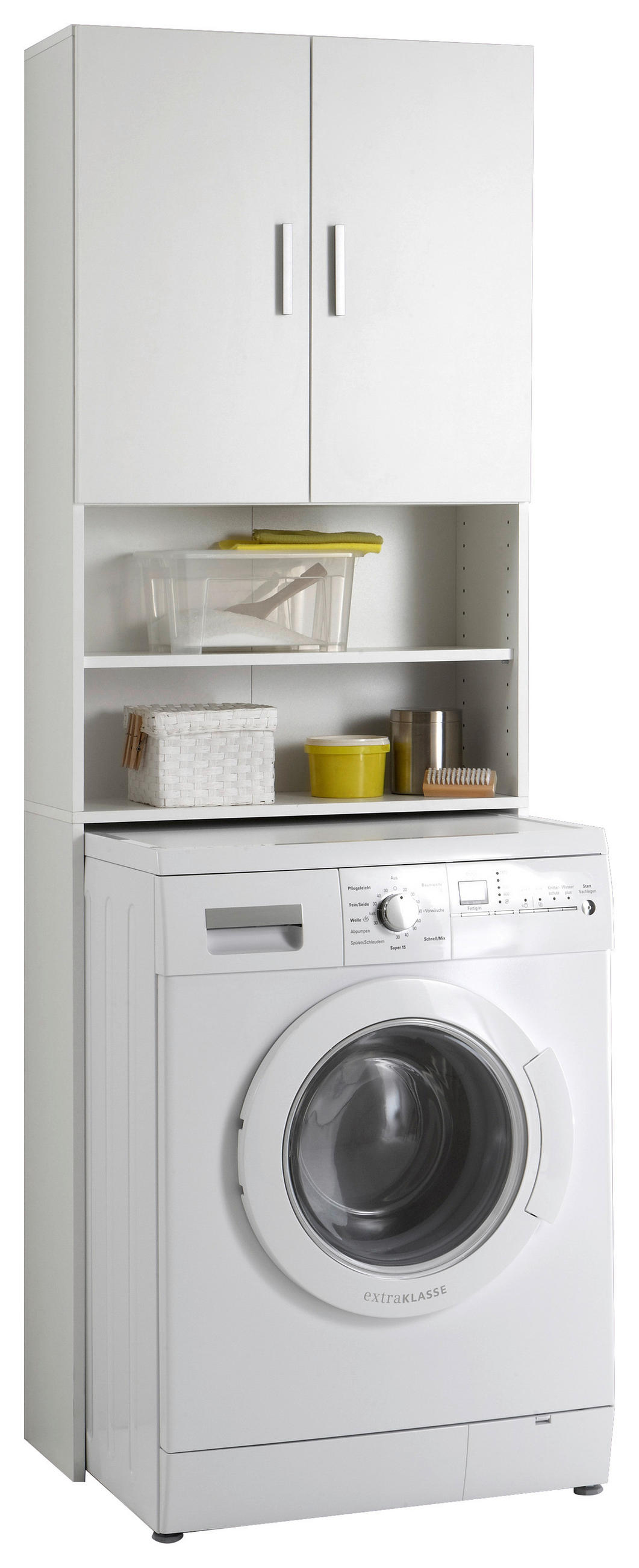 SKRINKA NA PRÁČKU, biela, 64/190/26 cm - biela/strieborná, Modern, kompozitné drevo/plast (64/190/26cm) - MID.YOU