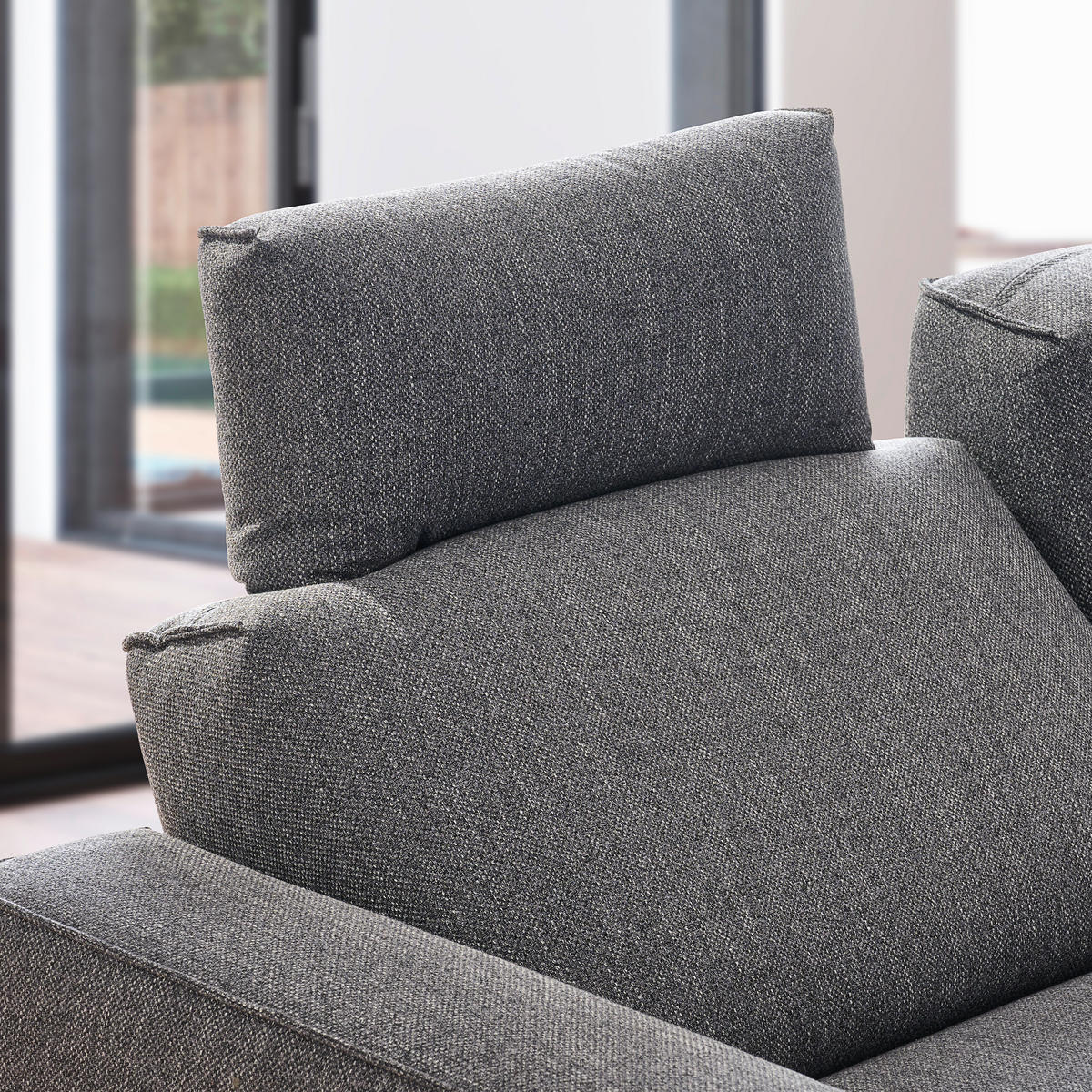 ECKSOFA in Flachgewebe Graphitfarben  - Schwarz/Graphitfarben, Design, Textil/Metall (260/210cm) - Johann Jakob