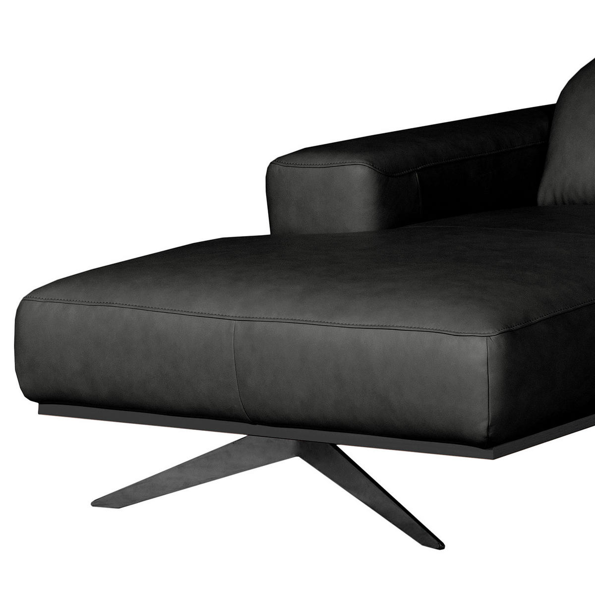ECKSOFA  in Echtleder Schwarz  187/295 cm  - Schwarz, Design, Leder/Metall (187/295cm) - Livetastic