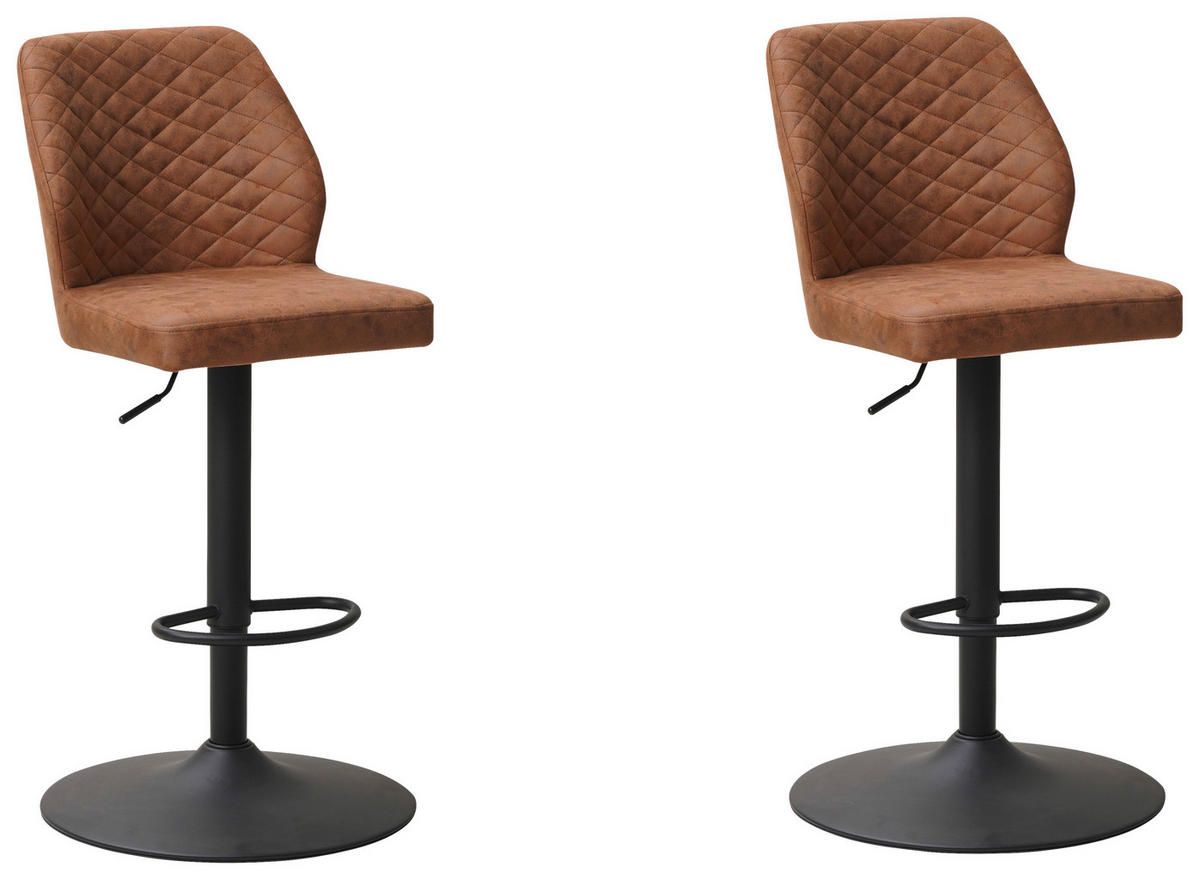 BARHOCKER-SET Mikrofaser Cognac  - Cognac/Schwarz, KONVENTIONELL, Textil/Metall (42/114/52cm) - MID.YOU