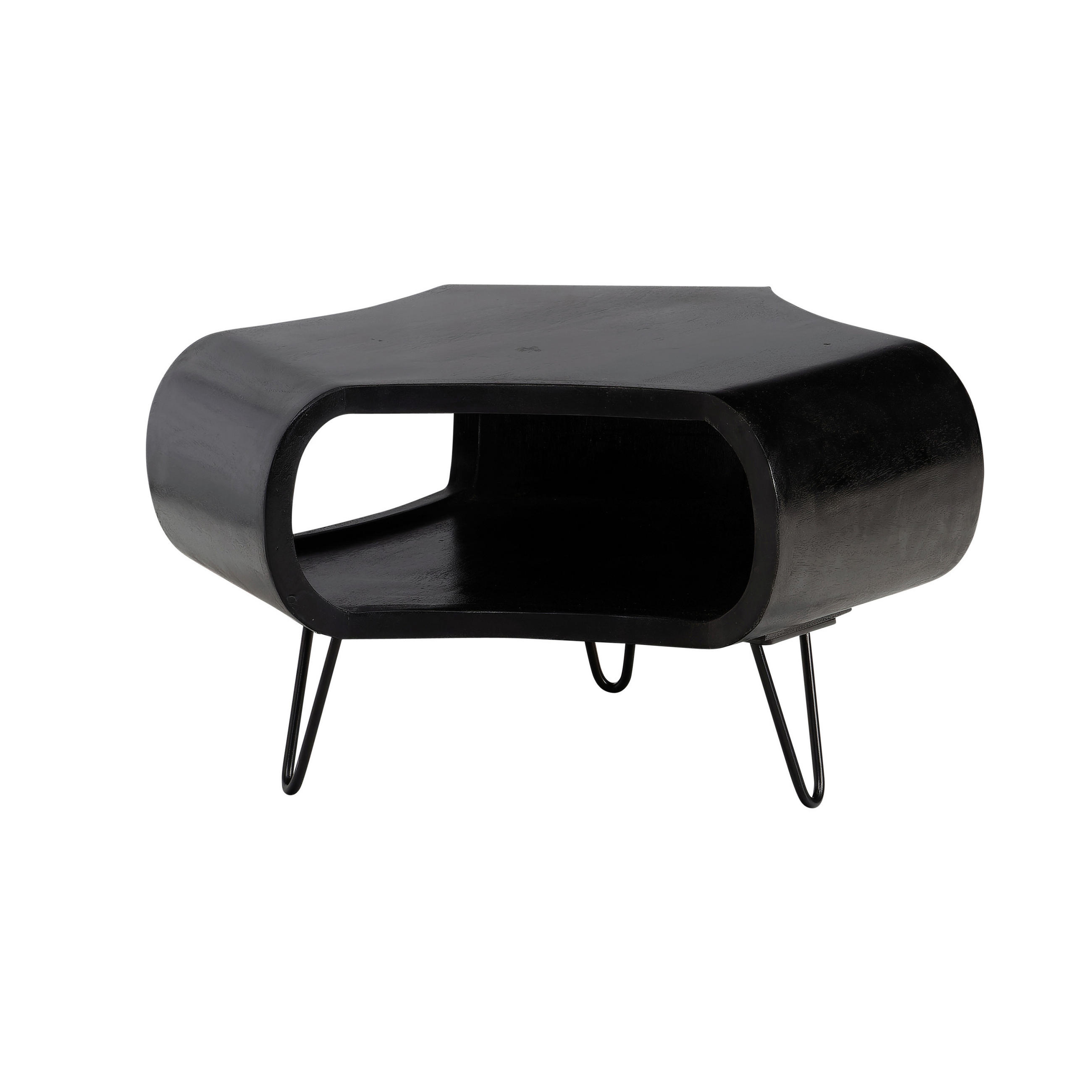 COUCHTISCH Mangoholz massiv 60/60/35 cm organisch Schwarz  - Schwarz, Design, Holz/Metall (60/60/35cm) - Livetastic