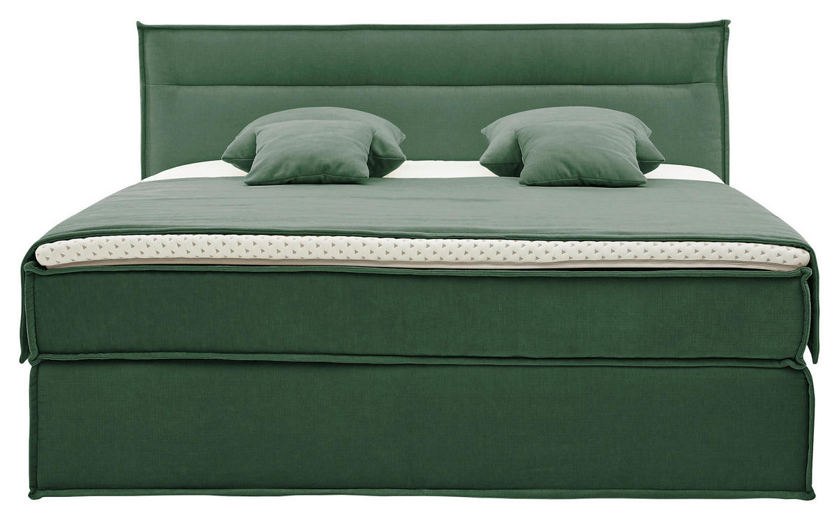 BOXSPRINGBETT 180/200 cm  in Dunkelgrün  - Dunkelgrün/Schwarz, Design, Textil (180/200cm) - Musterring