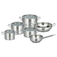 KOCHTOPFSET ELO Gourmet Plus 6-teilig  - Edelstahlfarben/Transparent, Design, Glas/Metall - ELO