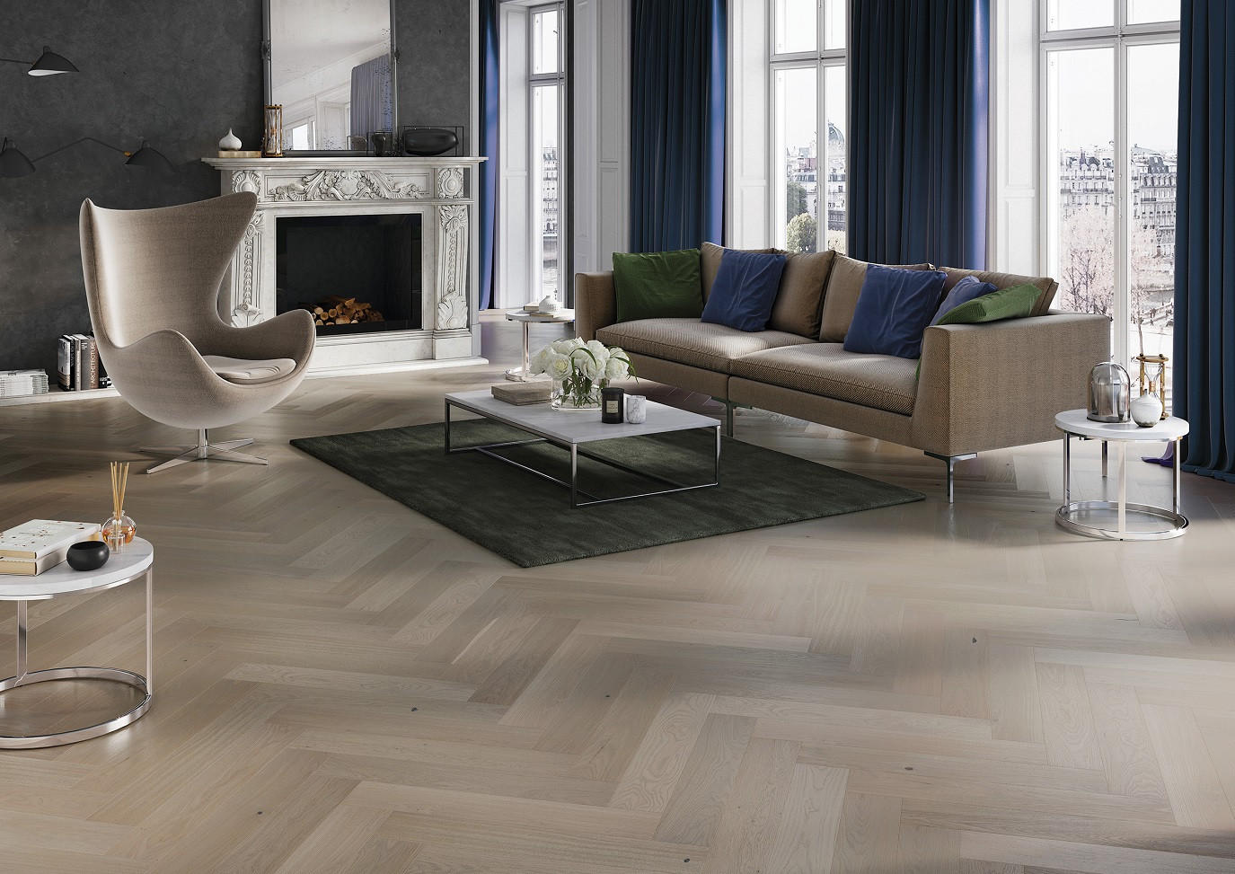 FISCHGRÄT Eiche Marzipan Mufin  per  m² - Eichefarben, Design, Holz (72,5/13/1,4cm) - Ambiente