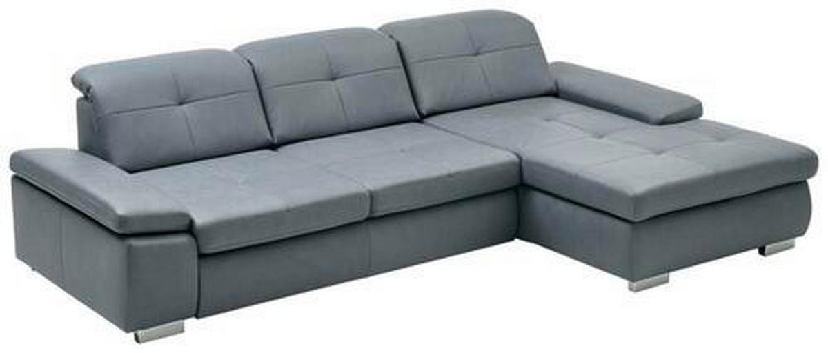 ROHOVÁ SEDAČKA, kůže, šedá - šedá/barvy hliníku, Design, kov/kůže (309/195cm) - Beldomo Premium