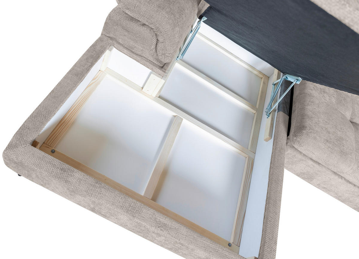 WOHNLANDSCHAFT in Struktur Creme  - Creme/Schwarz, KONVENTIONELL, Textil/Metall (188/357/253cm) - Carryhome