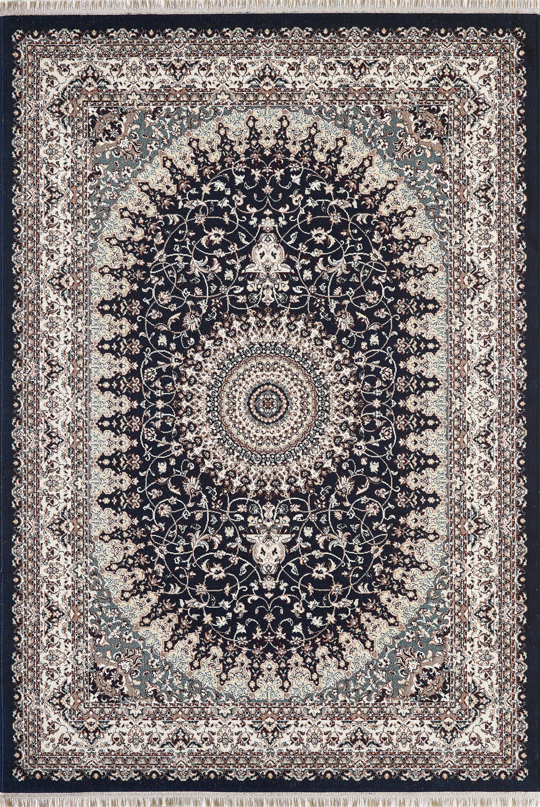 Novel Vintage-Teppich Semerkand Dunkelblau, Beige 80x150 cm