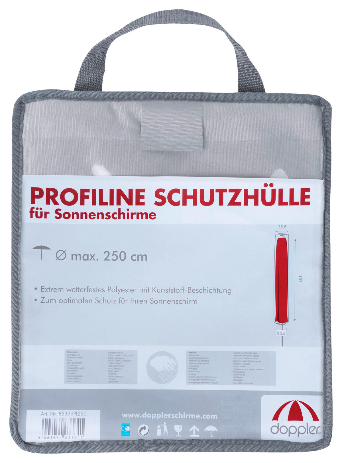 SCHIRMHÜLLE Grau   - Grau, Basics, Textil (32/130/29cm) - Doppler