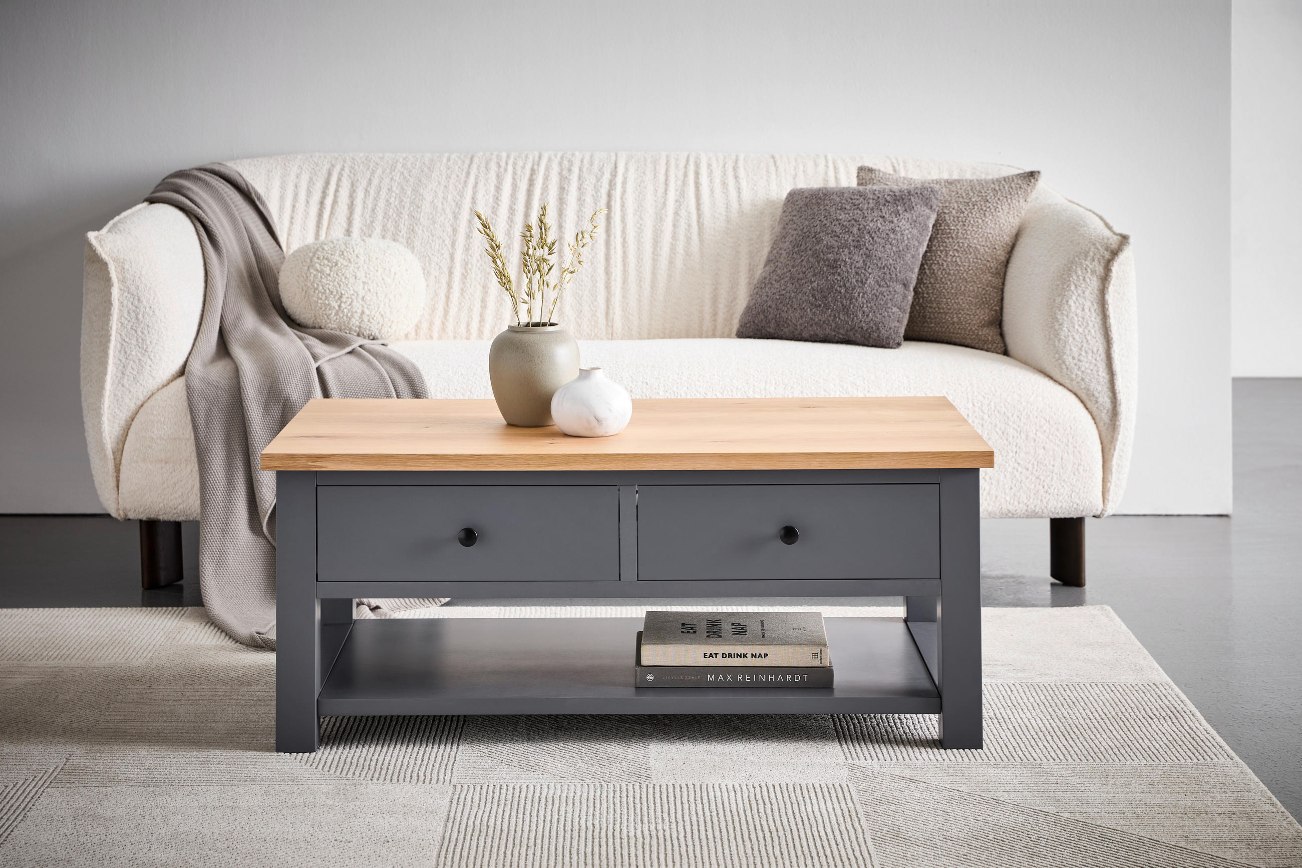 KONFERENČNÍ STOLEK, přírodní barvy, tmavě šedá, dřevo, kompozitní dřevo, 110/45/60 cm - šedá/barvy stříbra, Lifestyle, kov/dřevo (110/45/60cm) - MID.YOU