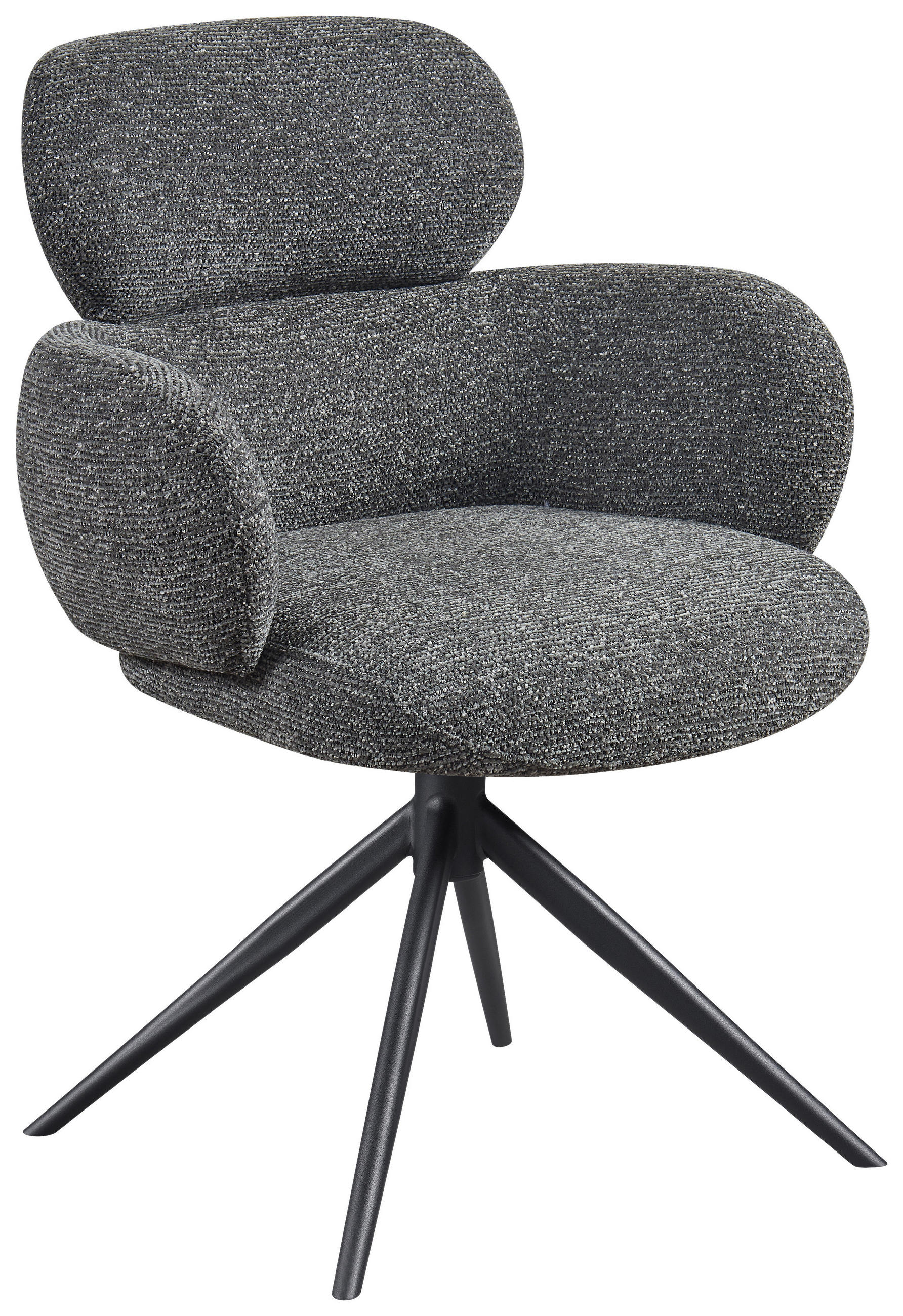 ARMLEHNSTUHL  Sitzfläche 360° drehbar Webstoff  - Anthrazit/Schwarz, Design, Textil/Metall (64/88/62cm) - Novel