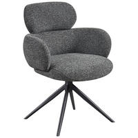 ARMLEHNSTUHL  Sitzfläche 360° drehbar Webstoff  - Anthrazit/Schwarz, Design, Textil/Metall (64/88/62cm) - Novel