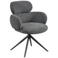 ARMLEHNSTUHL  Sitzfläche 360° drehbar Webstoff  - Anthrazit/Schwarz, Design, Textil/Metall (64/88/62cm) - Novel