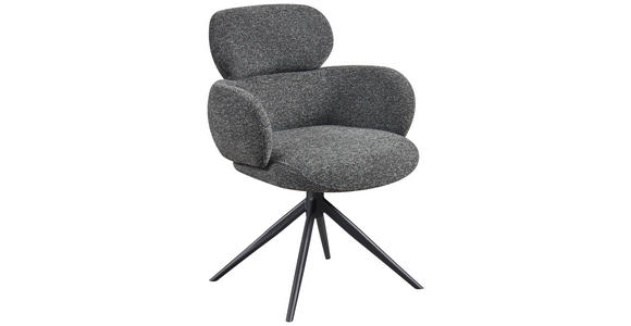 ARMLEHNSTUHL  Sitzfläche 360° drehbar Webstoff  - Anthrazit/Schwarz, Design, Textil/Metall (64/88/62cm) - Novel