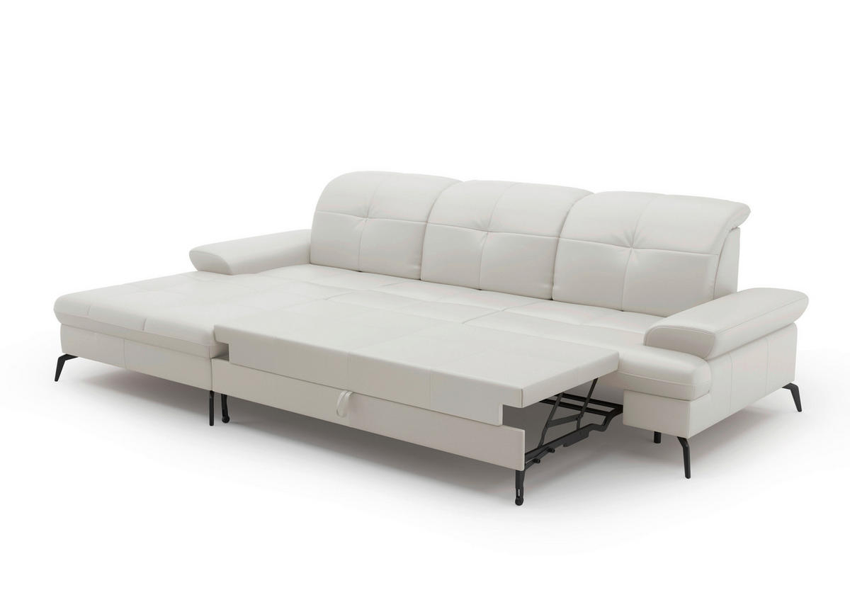 ECKSOFA Weiß Echtleder  - Schwarz/Weiß, KONVENTIONELL, Leder/Metall (185/279cm) - Sit & More