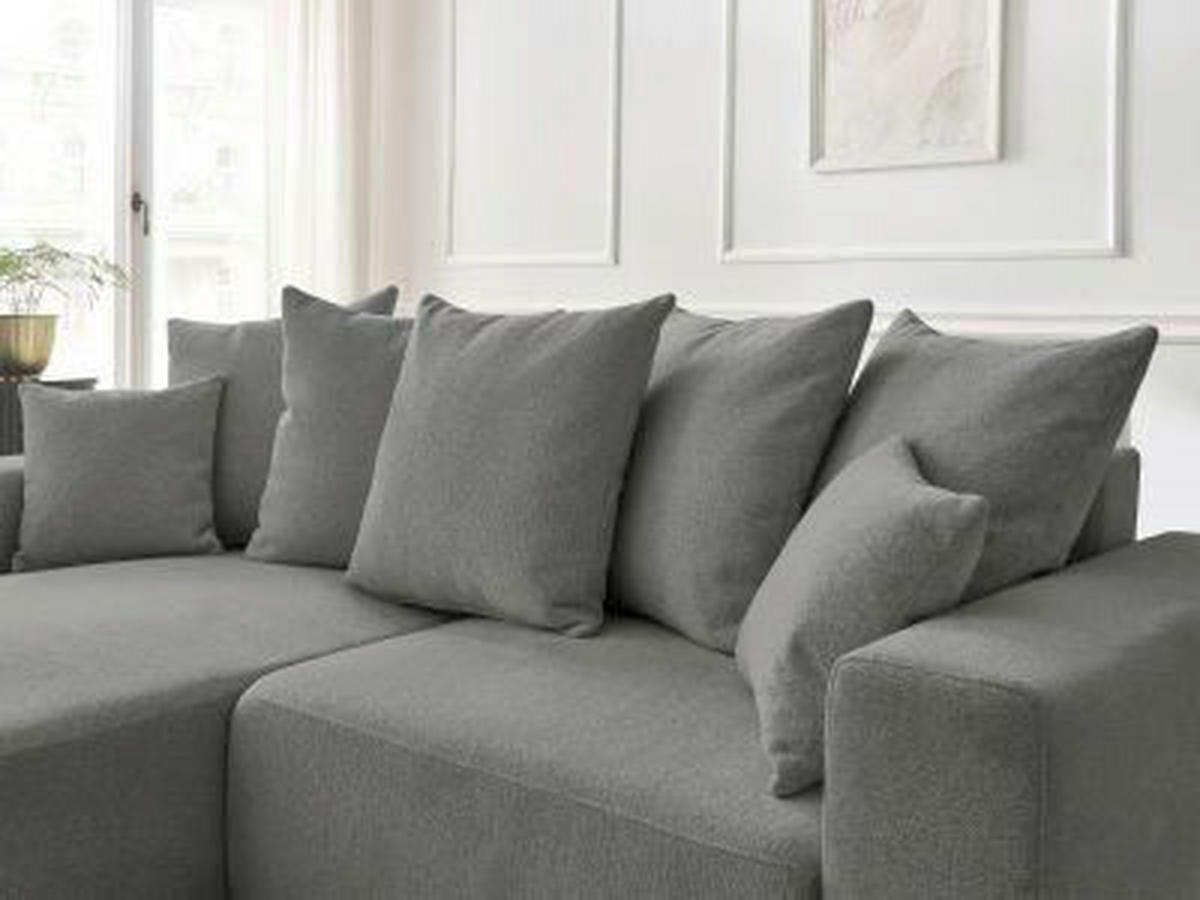 ECKSOFA Ottomane links  ATILLA Dunkelgrau Flachgewebe  - Dunkelgrau/Schwarz, MODERN, Kunststoff/Textil (149/244cm)