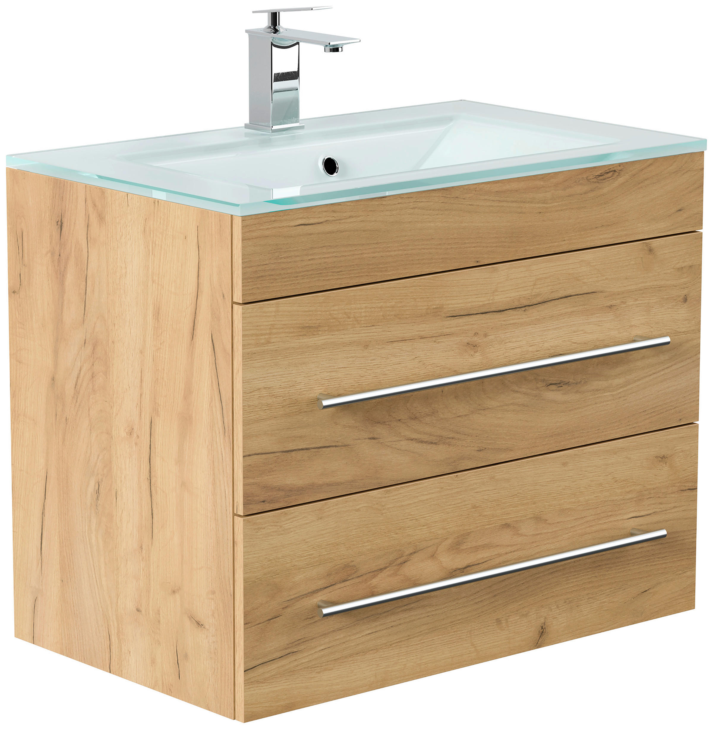 UMIVAL. ENOTA Z UMIVALNIKOM  - barve hrasta, Trend, kovina/steklo (75cm) - MID.YOU