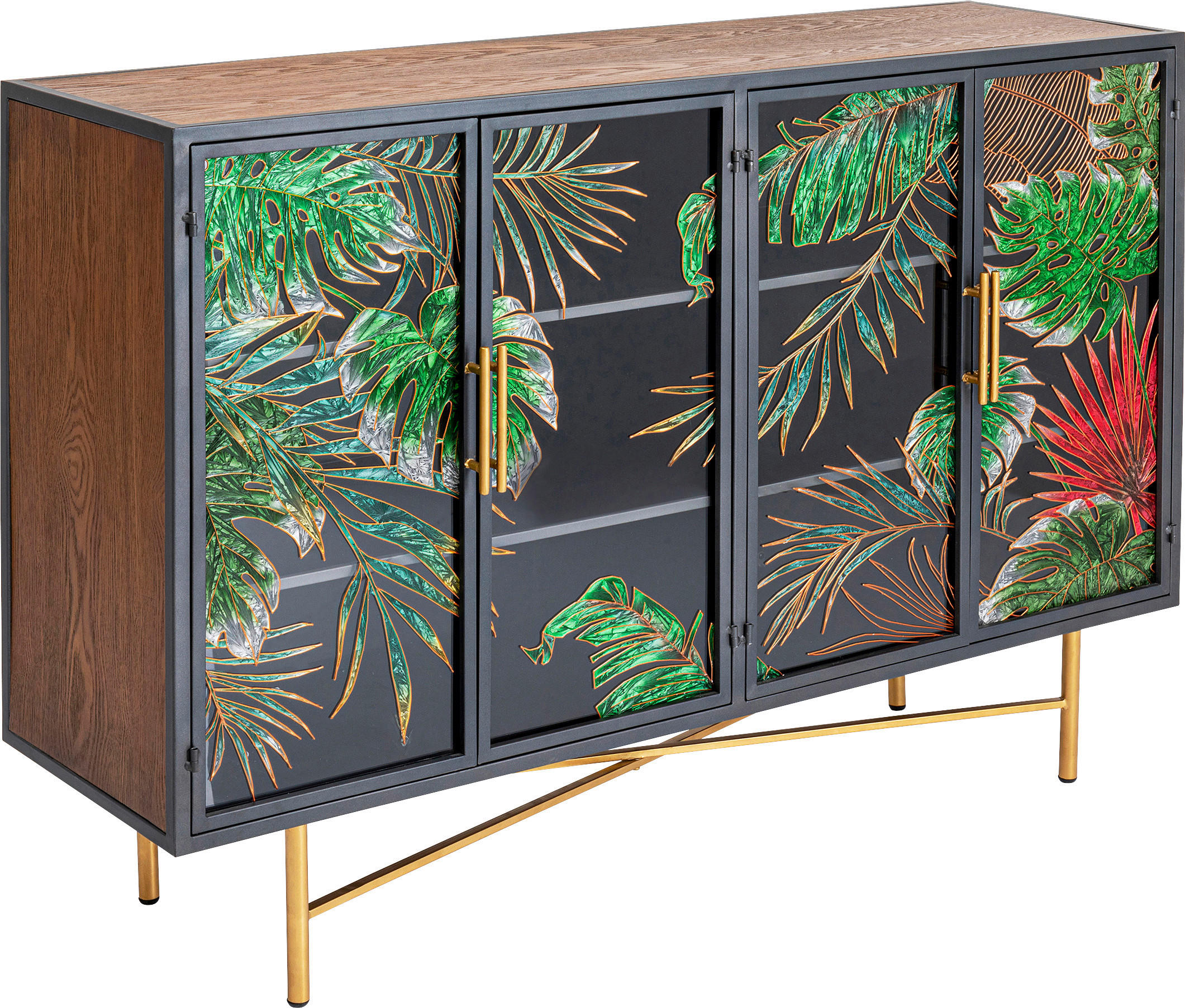 SIDEBOARD  135/95/38 cm  - Goldfarben/Multicolor, Design, Glas/Holz (135/95/38cm) - Kare-Design