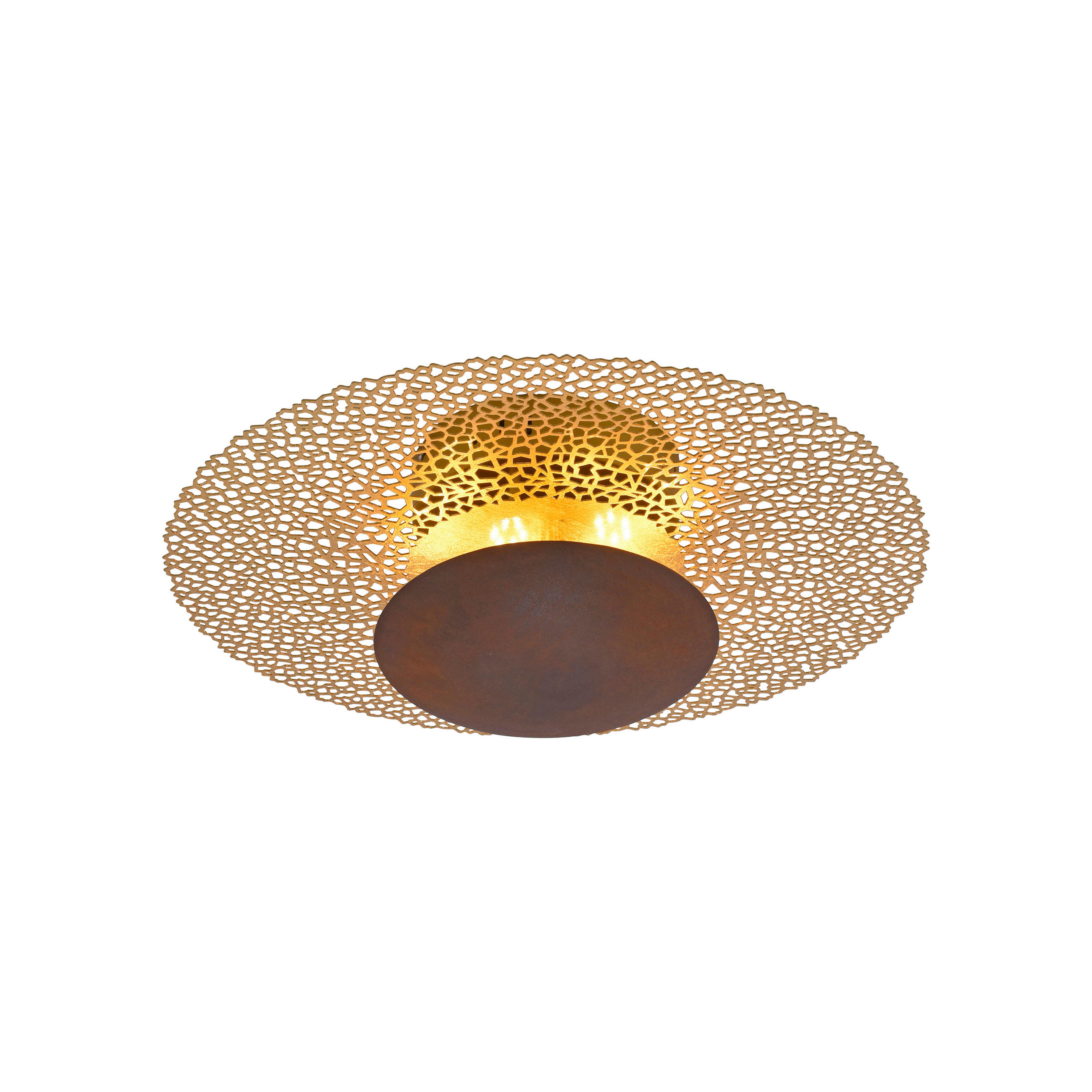 STROPNÍ LED SVÍTIDLO, 45/45/16 cm - rezavá, Design, kov (45/45/16cm) - Paul Neuhaus