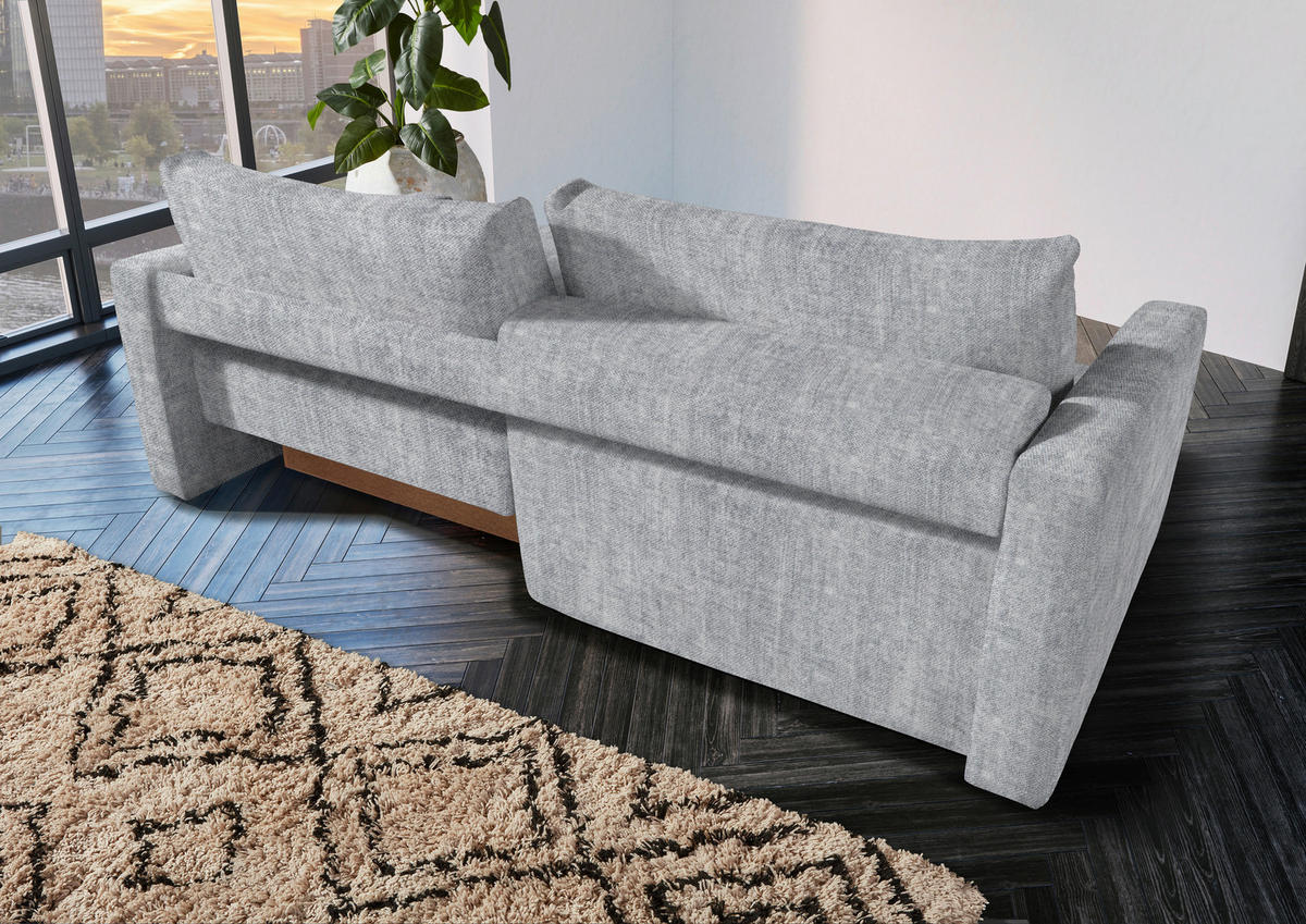 2,5-SITZER in Velours Hellgrau  - Hellgrau/Schwarz, Design, Kunststoff/Textil (240/70/125cm) - Xora