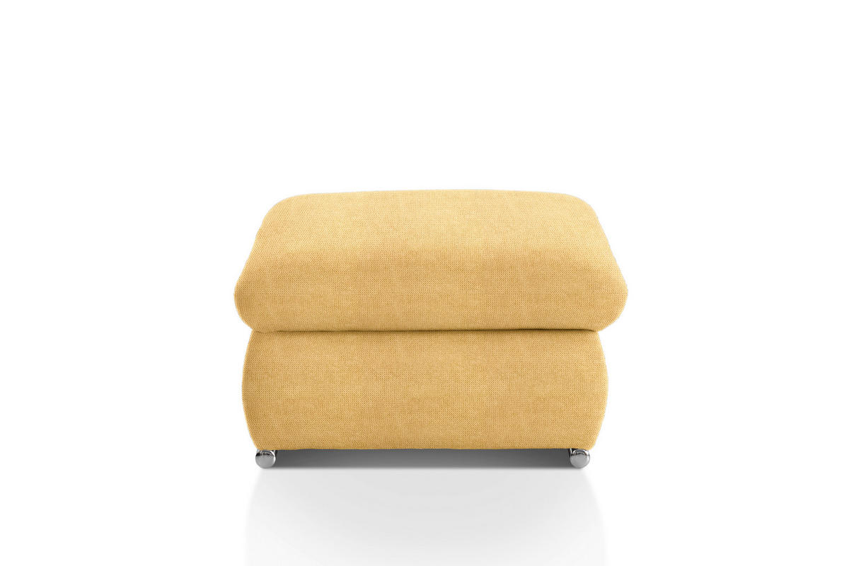 HOCKER Chenille Gelb  - Chromfarben/Gelb, Design, Textil/Metall (101/45/74cm) - Livetastic