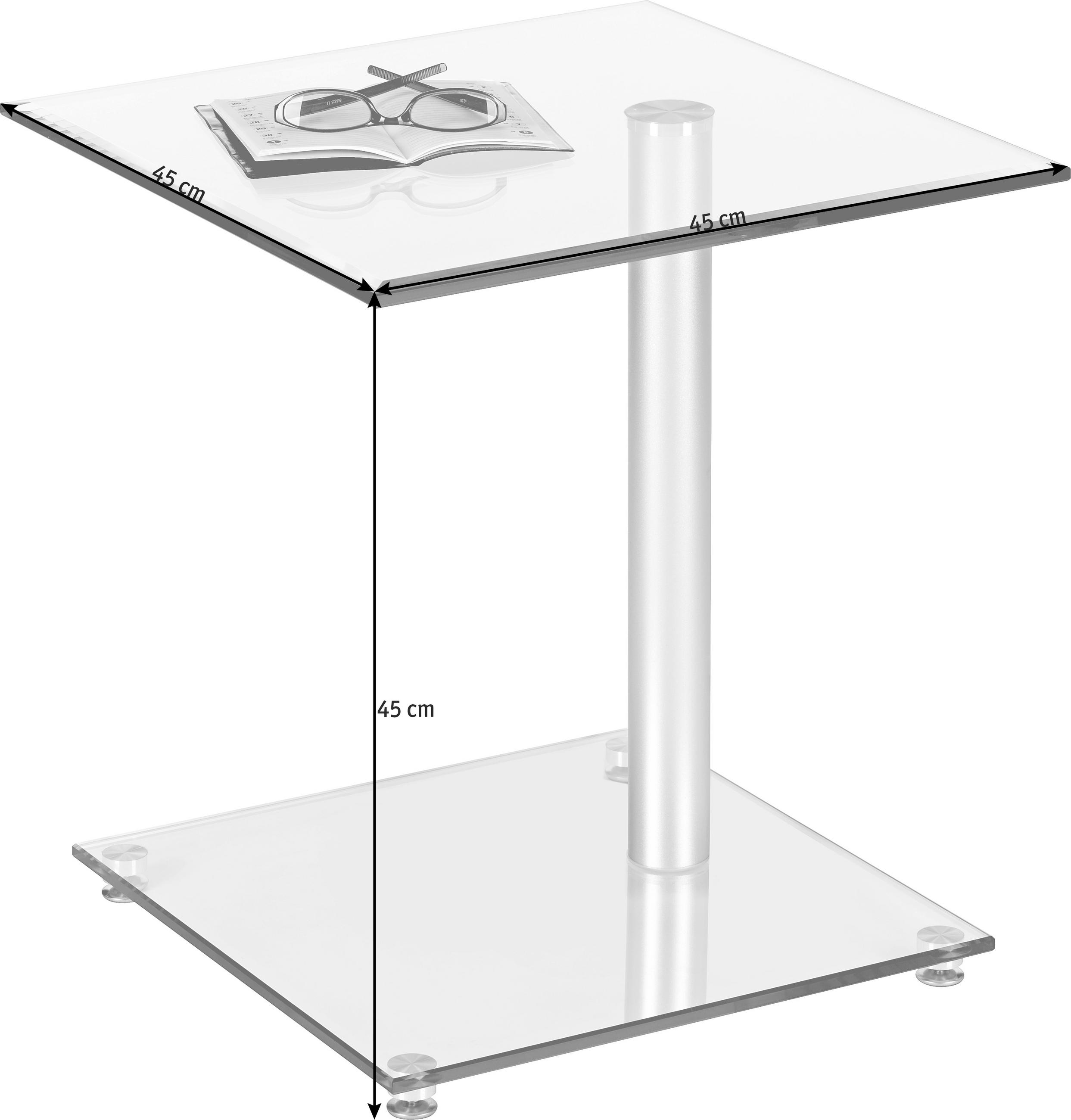 POMOĆNI STOLIĆ prozirno, boje aluminija  metal, staklo   - prozirno/boje aluminija, Design, staklo/metal (45/50/45cm)